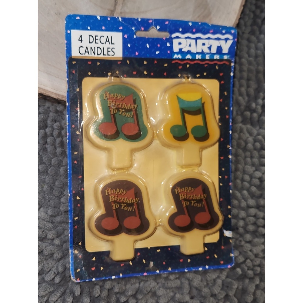 Vintage Party Makers-Birthday Tunes-Happy Birthday Toppers Candles 4 Piece~NEW